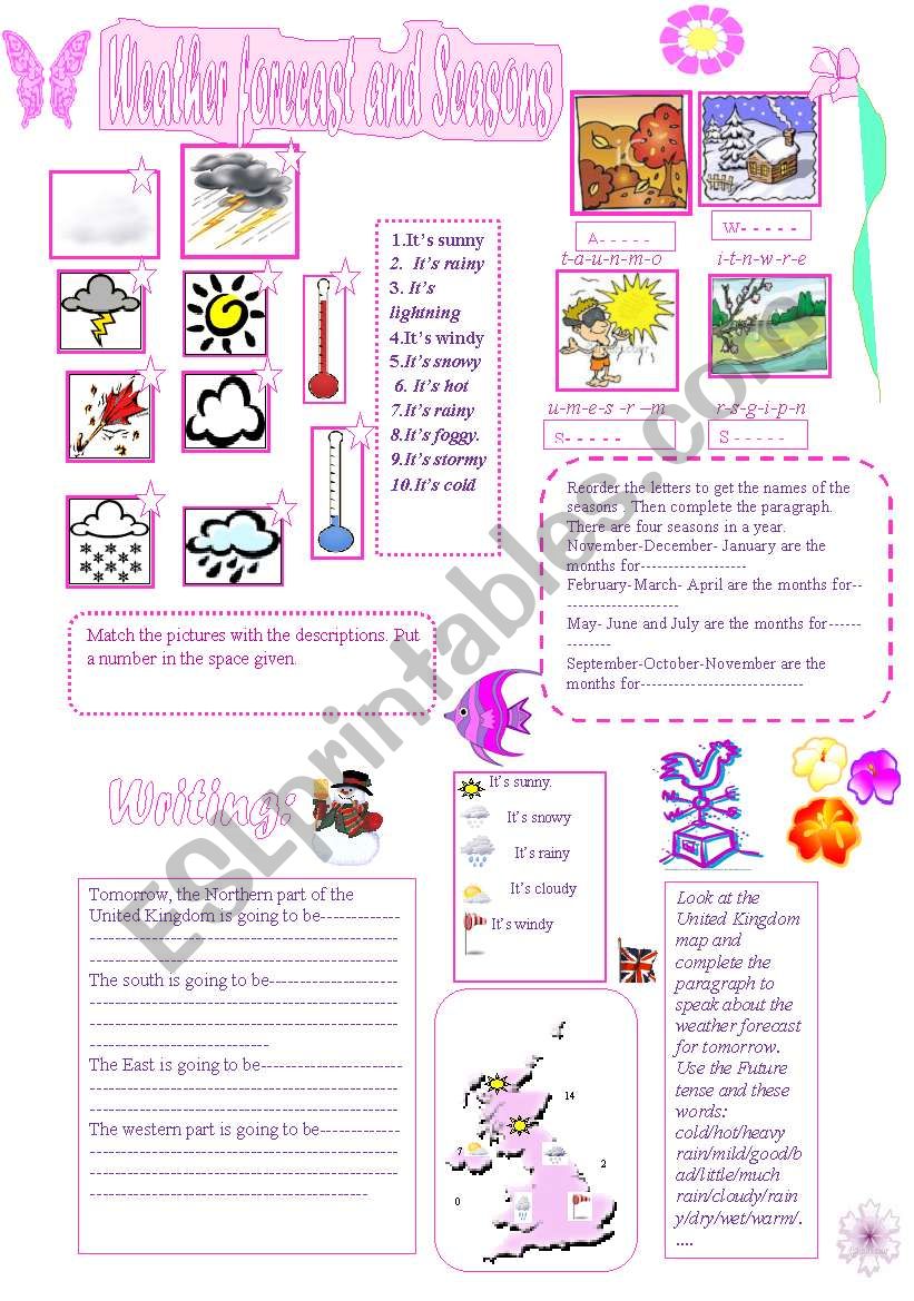 Weather forecast and Seasons worksheet