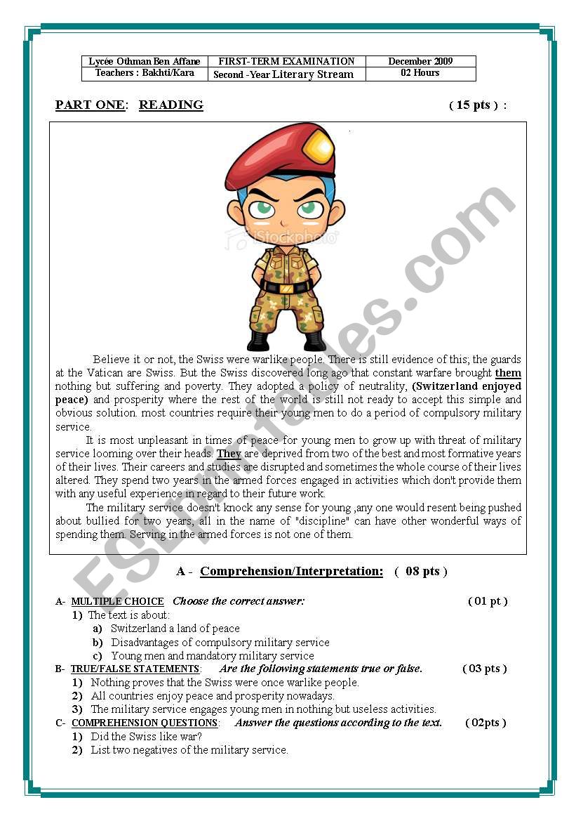 Young soldiers worksheet