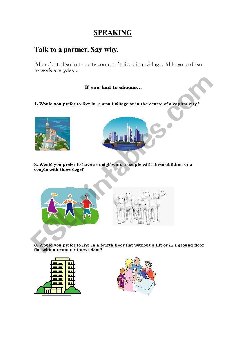 SPEAKING CONDITIONALS 1 worksheet