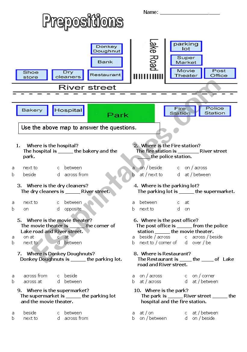 Giving directions with prepositions