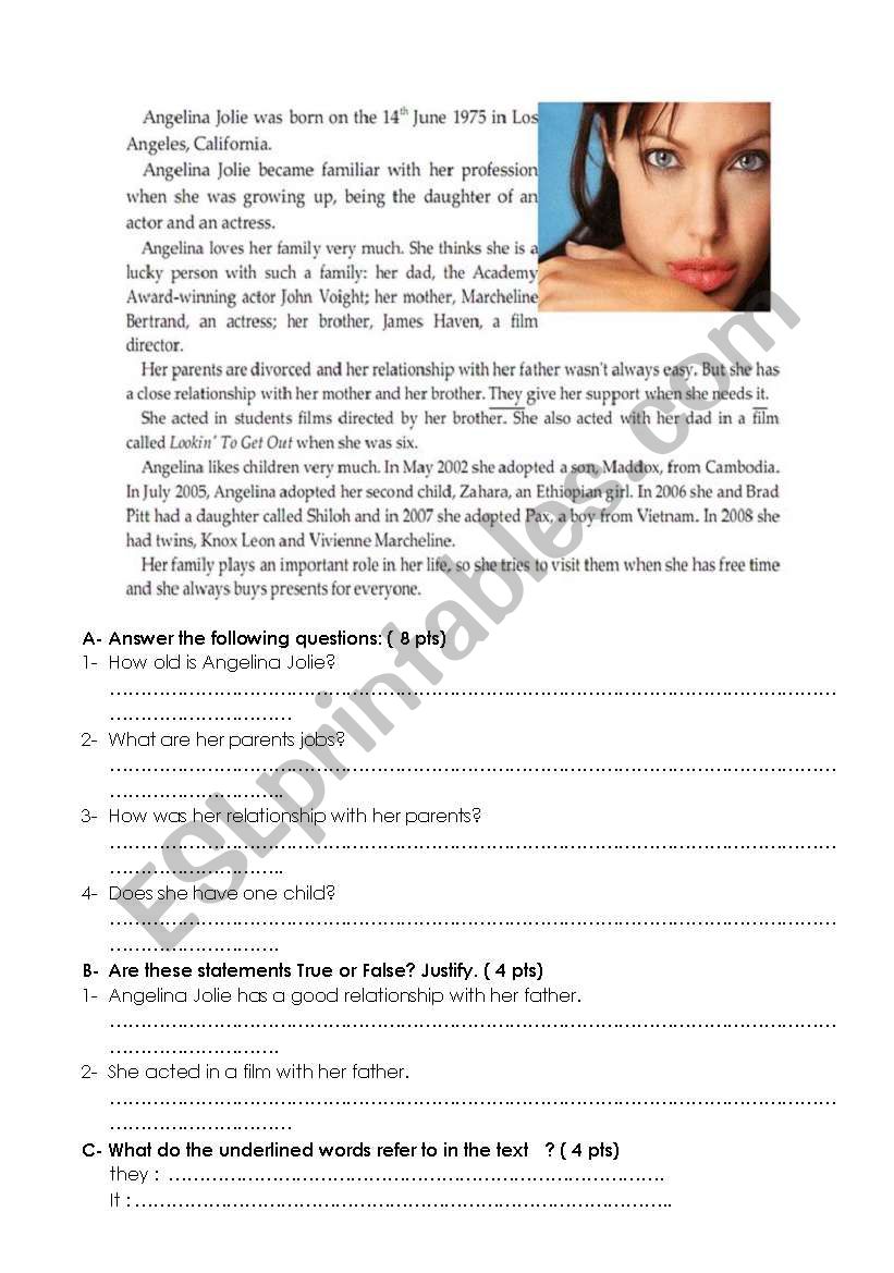 Reading Comprehension  worksheet