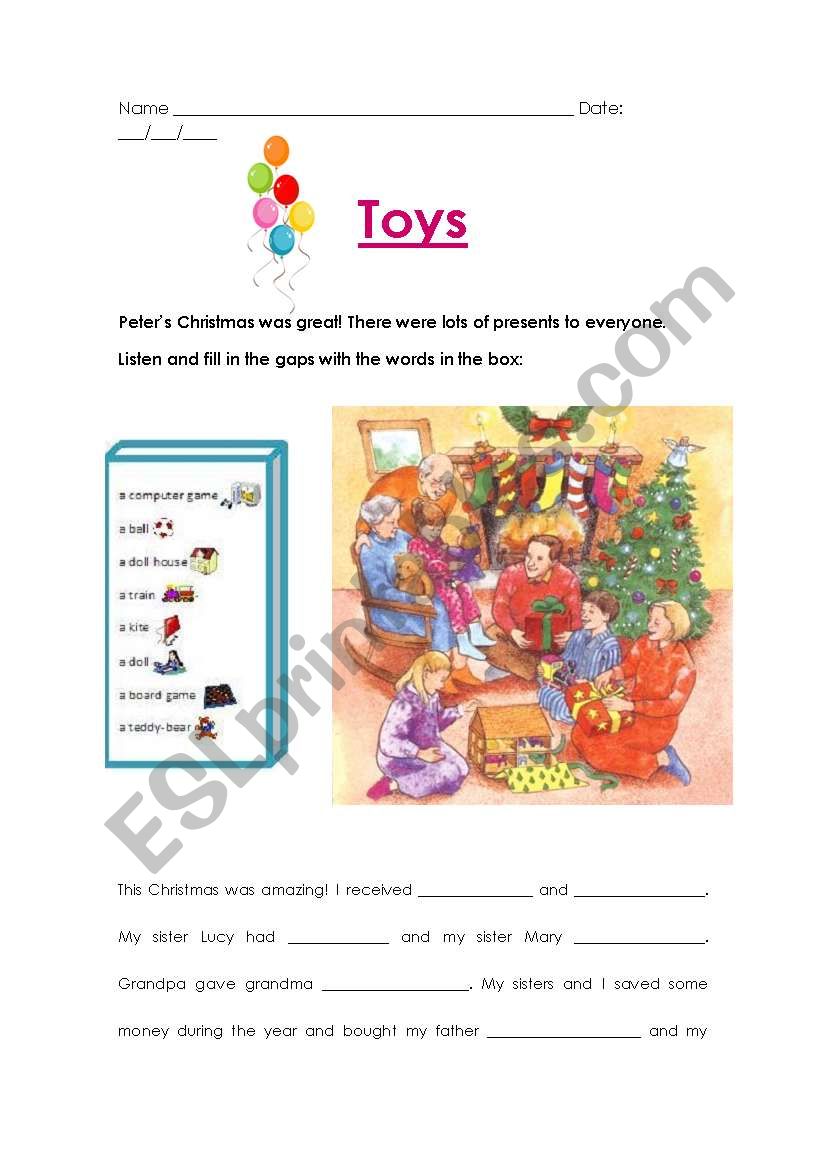 Toys worksheet