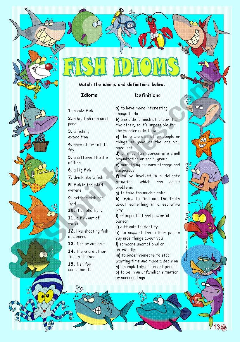 FISH IDIOMS worksheet