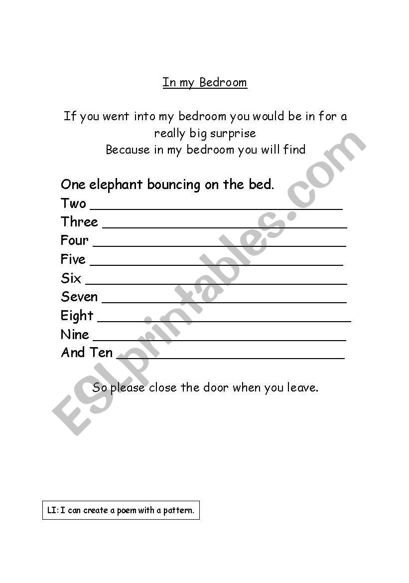 Poems with a pattern worksheet