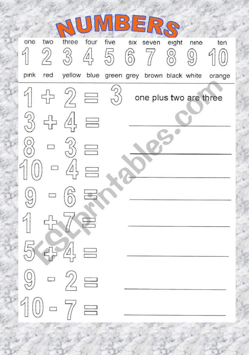 NUMBERS worksheet