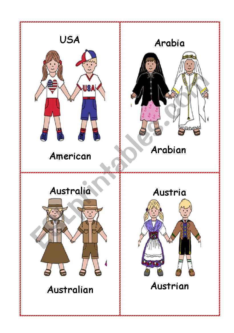 Nationalities- set 1 worksheet