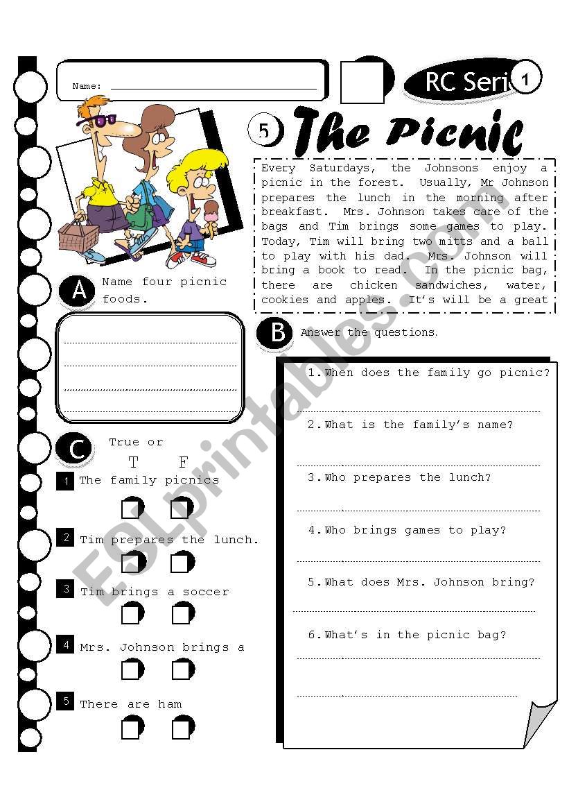 RC Series 05 The Picnic-Level 1 (Fully Editable + Answer Key)
