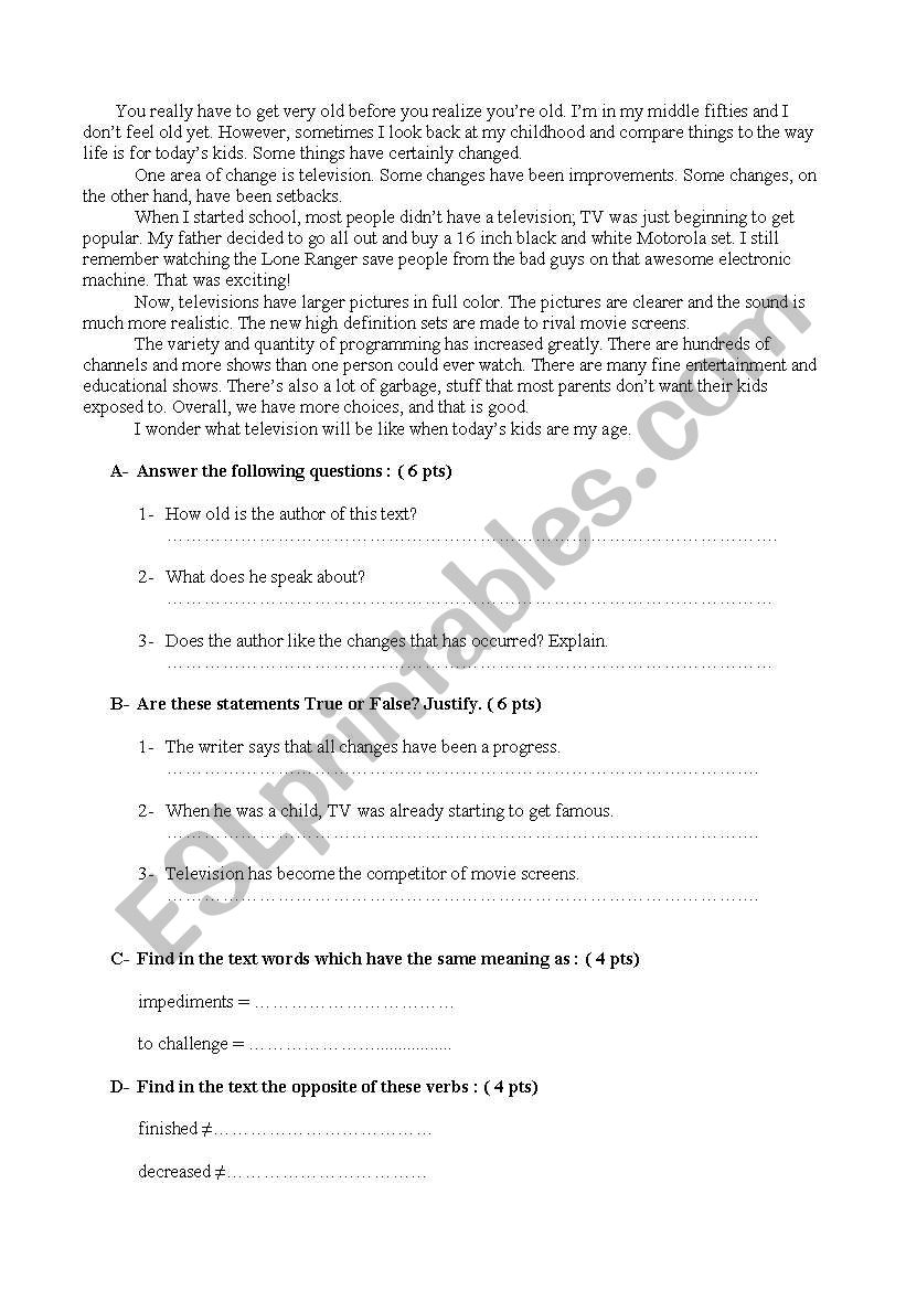 Reading Comprehension  worksheet