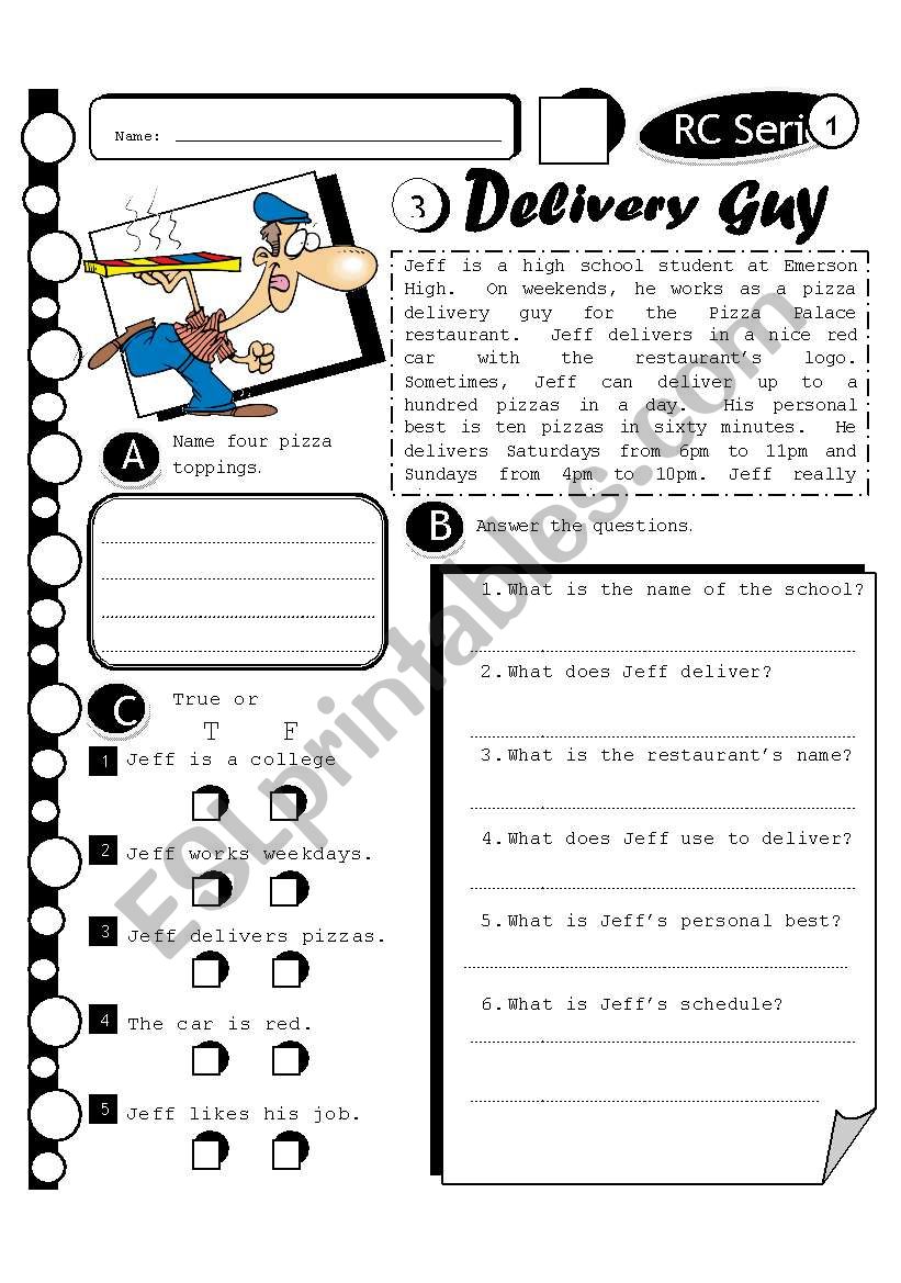 RC Series 03 Delivery Guy - Level 1 (Fully Editable + Answer Key)