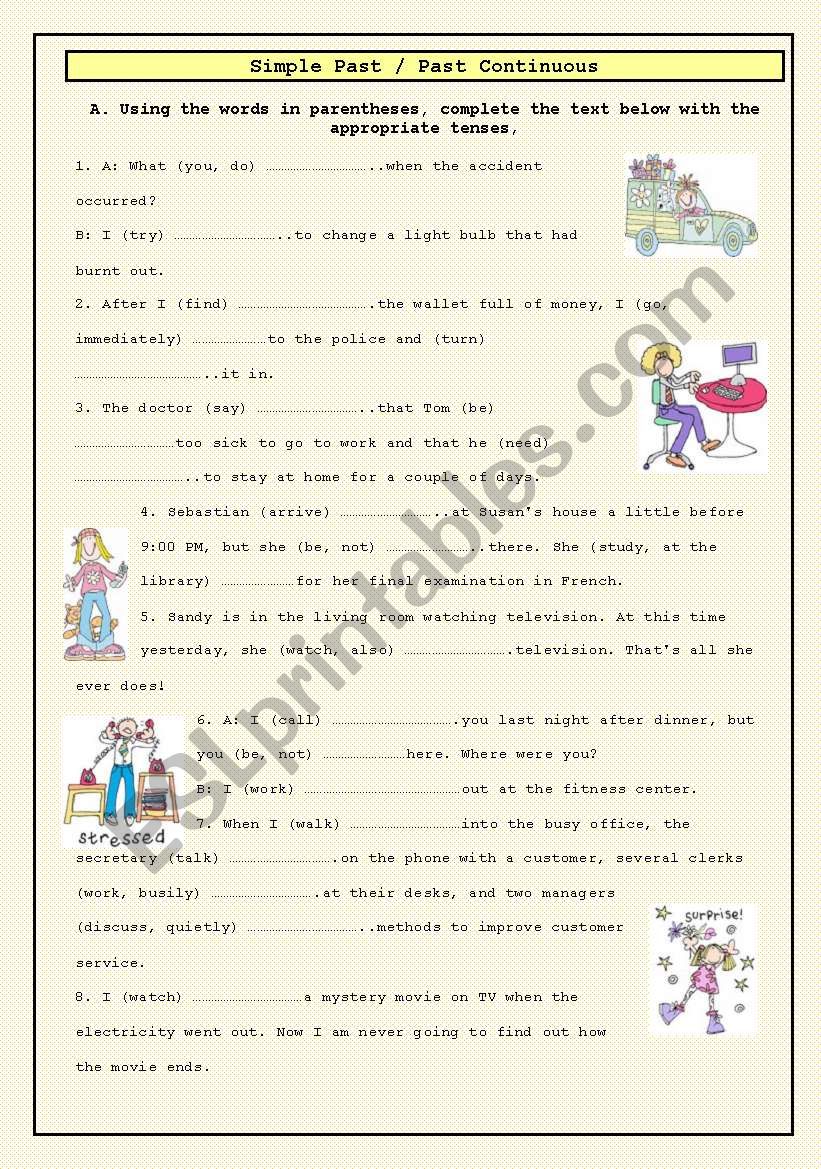 SIMPLE PAST-PAST CONTINUOUS worksheet