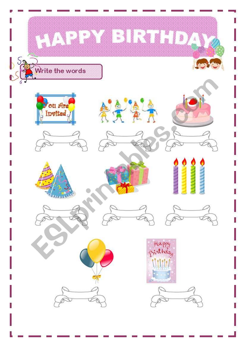 Happy birthday worksheet