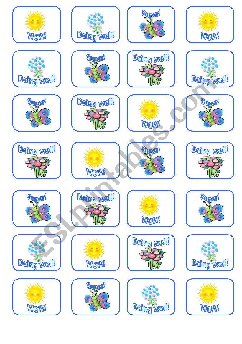 Reward stickers worksheet