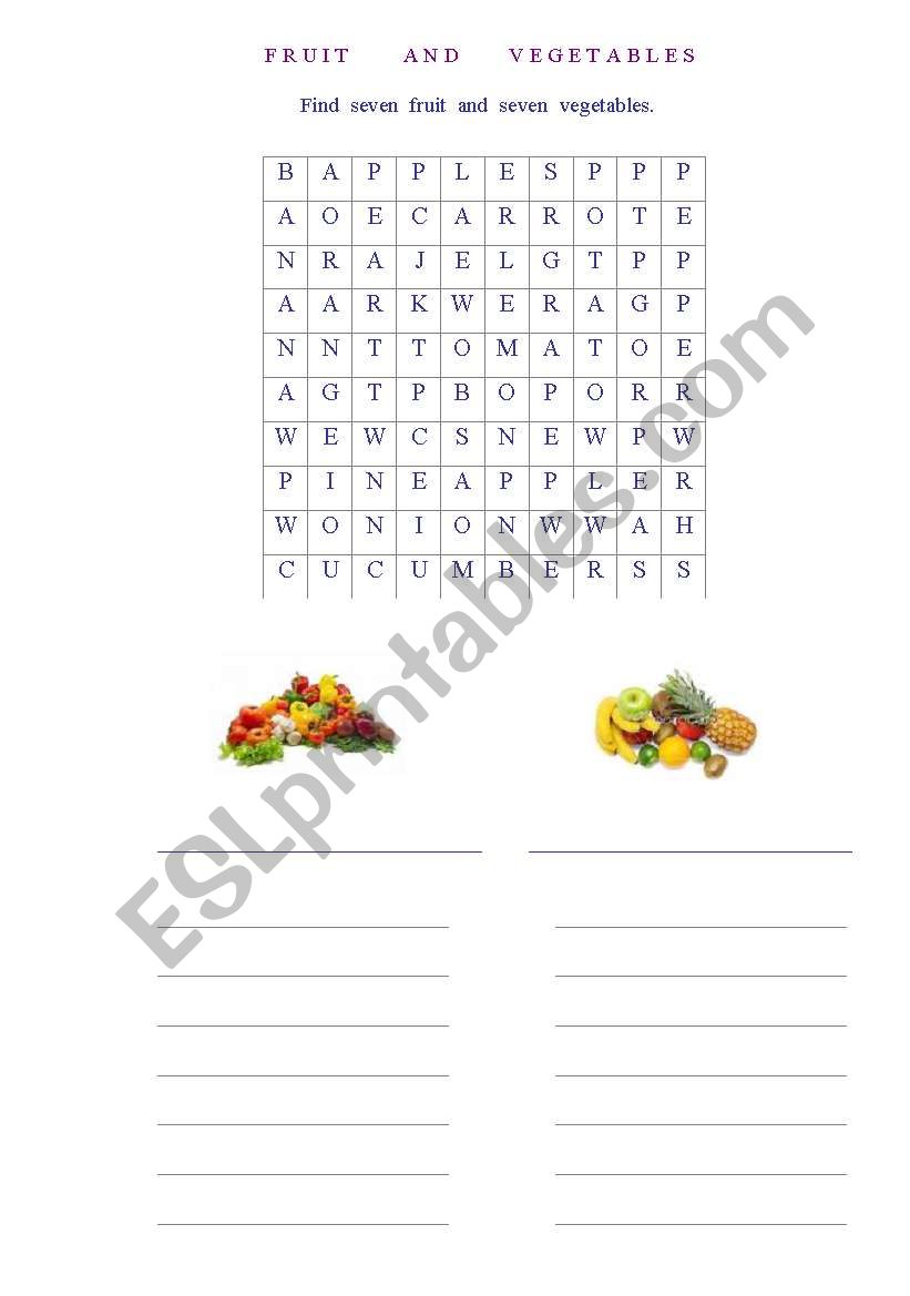 Fruit and Vegetables worksheet