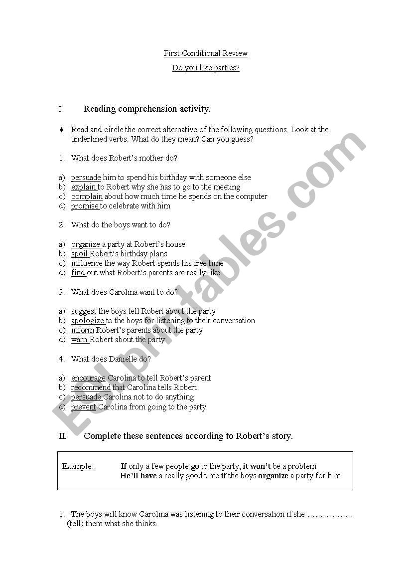 first Conditional worksheet