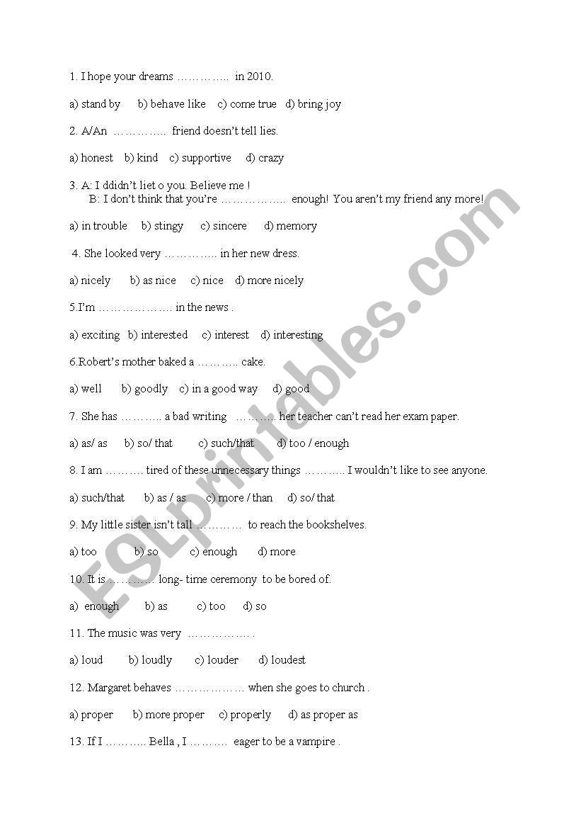 grammer worksheet