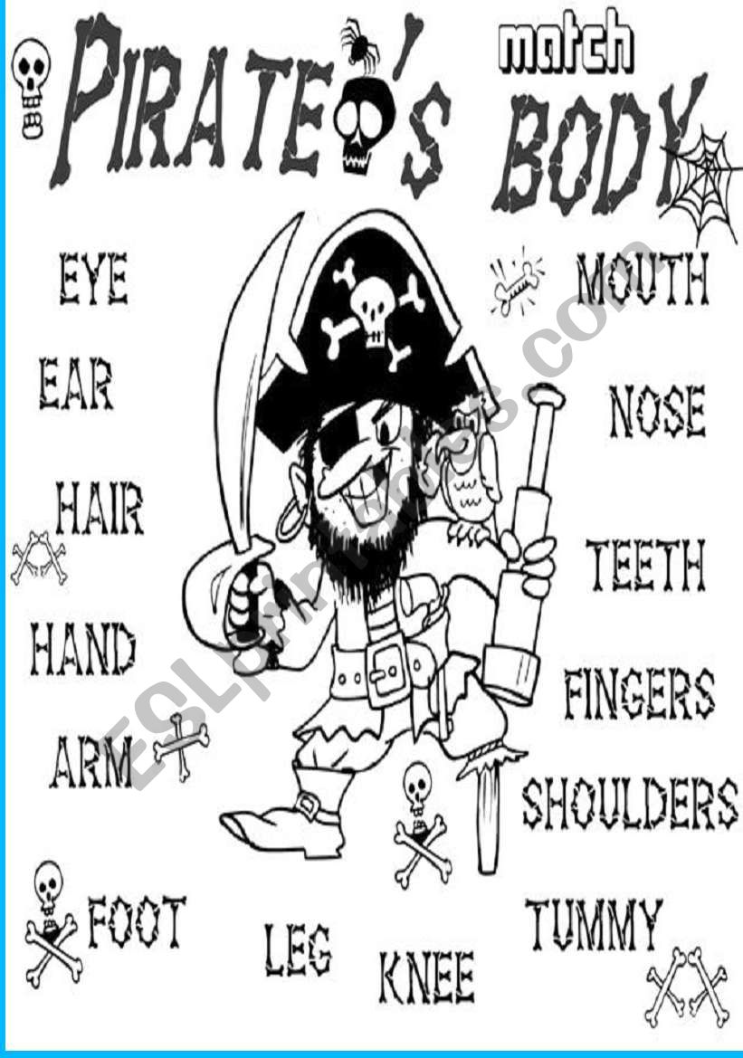 PirateÂ´s body worksheet