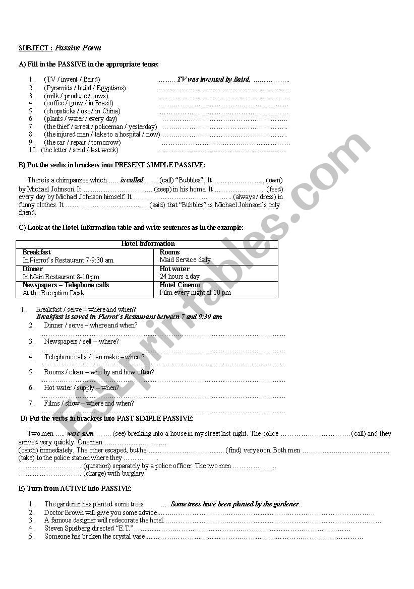 passive voice worksheet