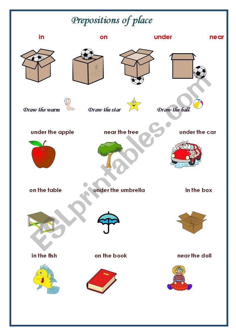 Preposition of place worksheet