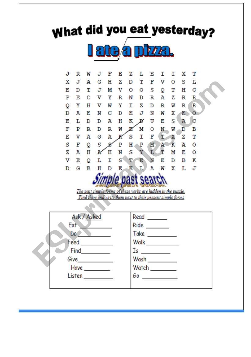 simple past tense worksheet