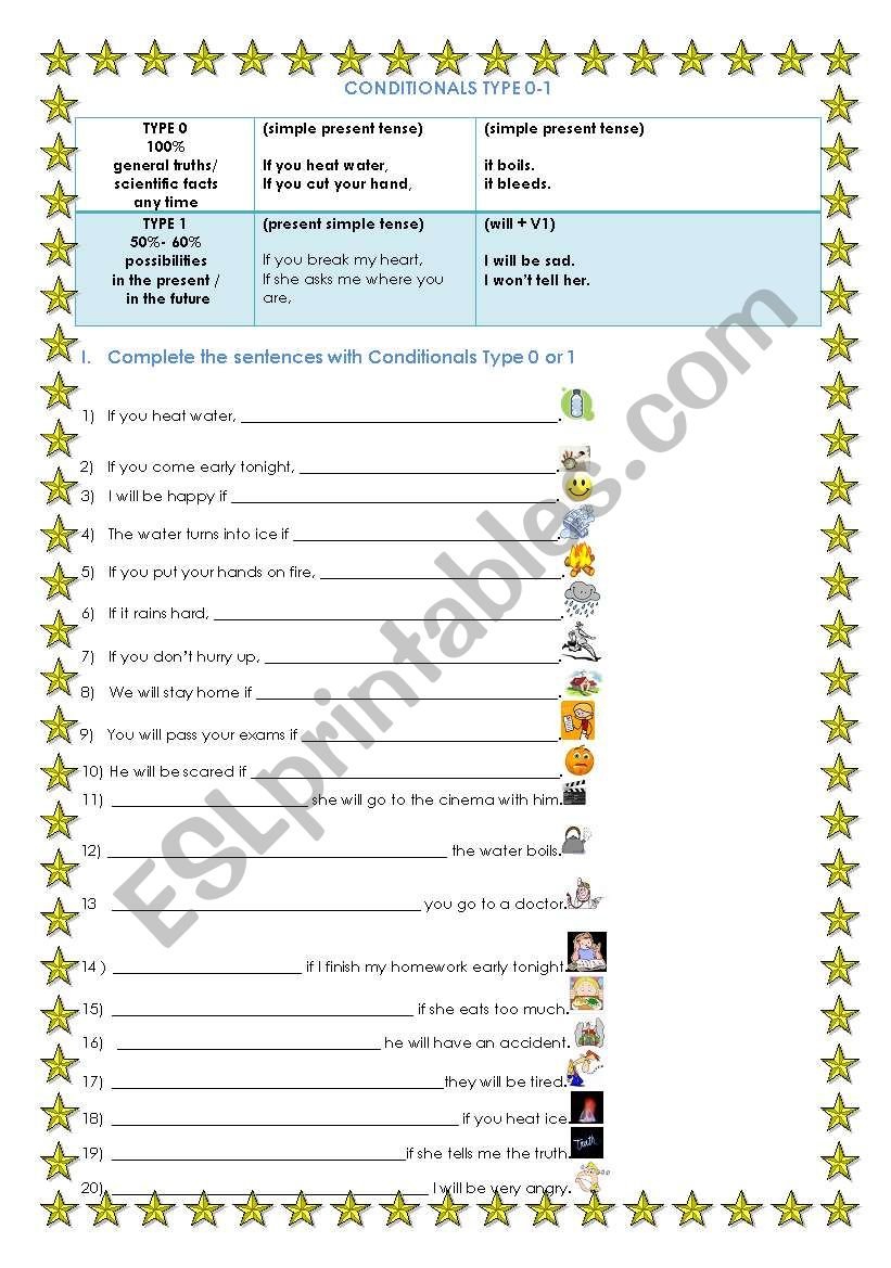 CONDITIONALS TYPE 0 & 1 worksheet