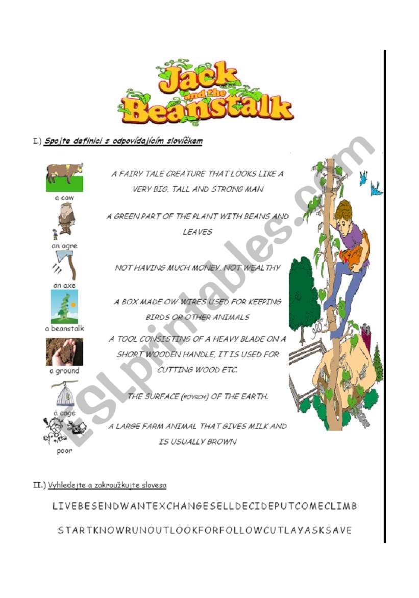 Jack and the beanstalk worksheet