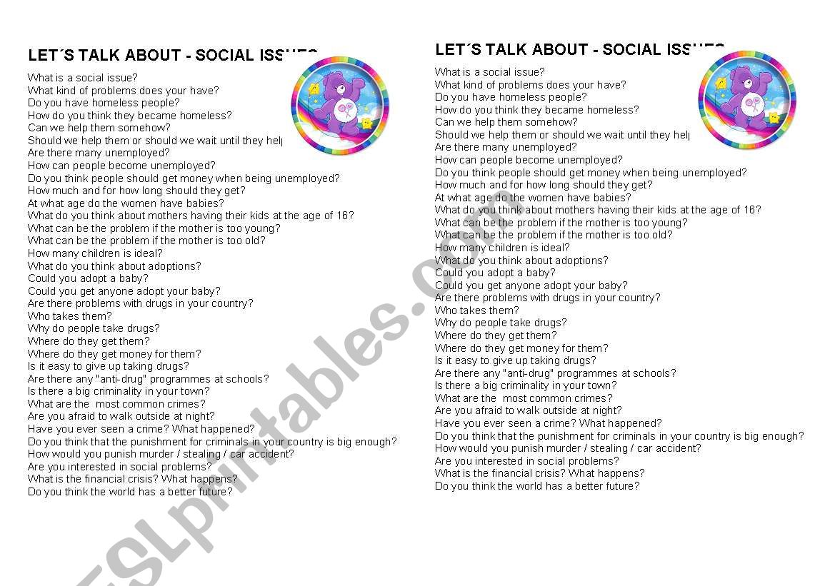 LetÂ´s talk about SOCIAL ISSUES