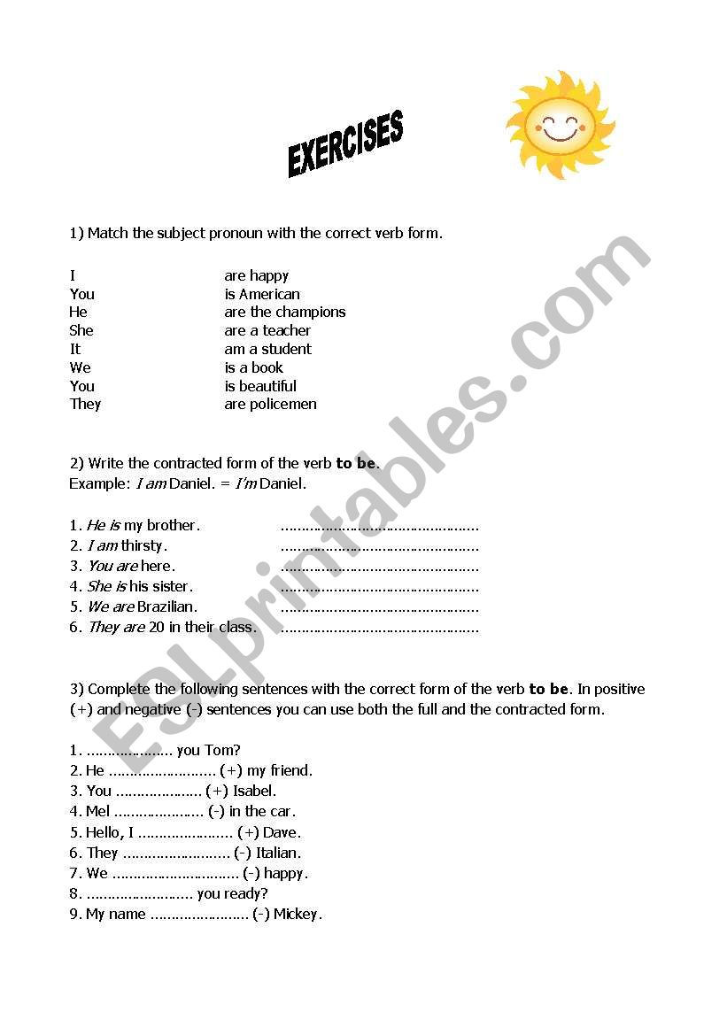 Verb to be-worksheet worksheet