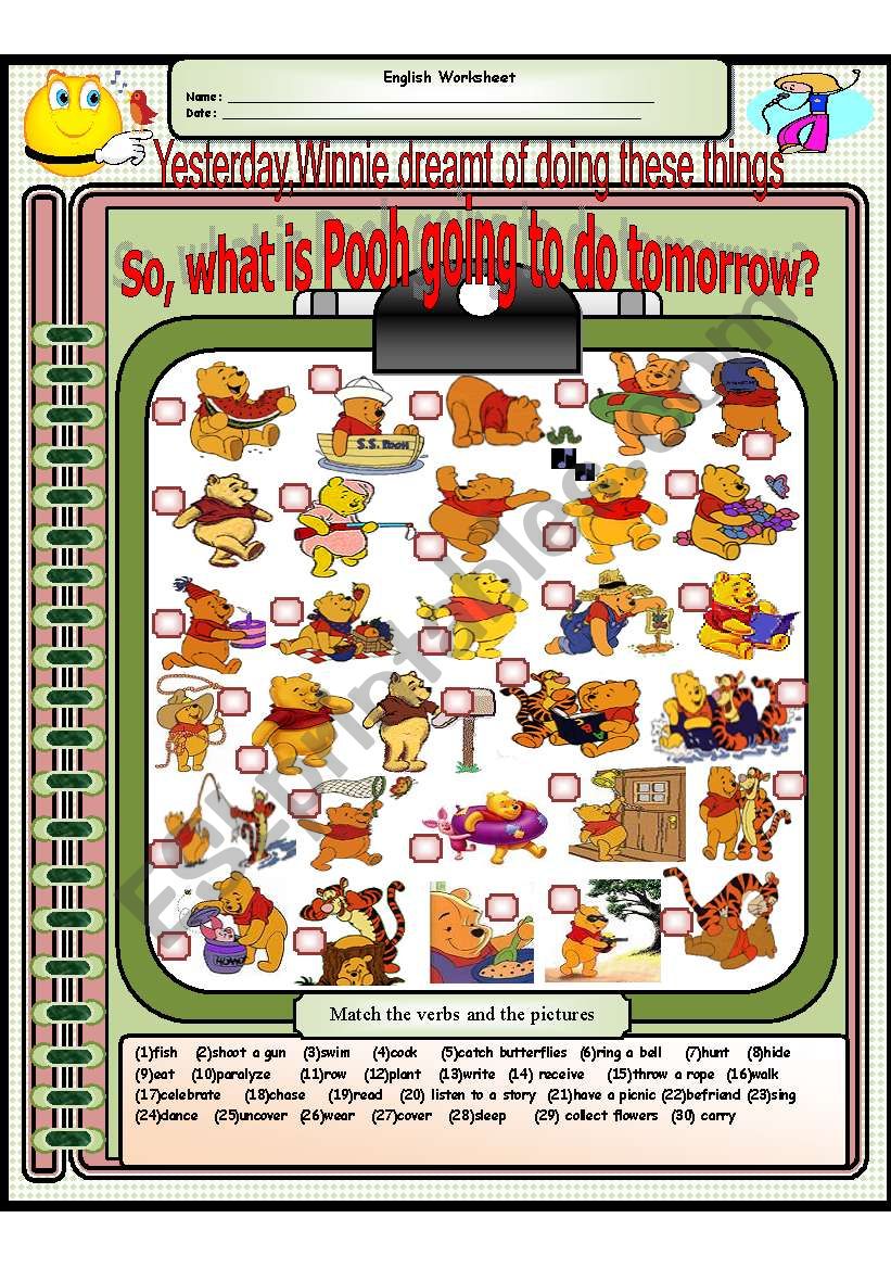 What is Winnie Pooh going to do tommorrow? (Future simple)