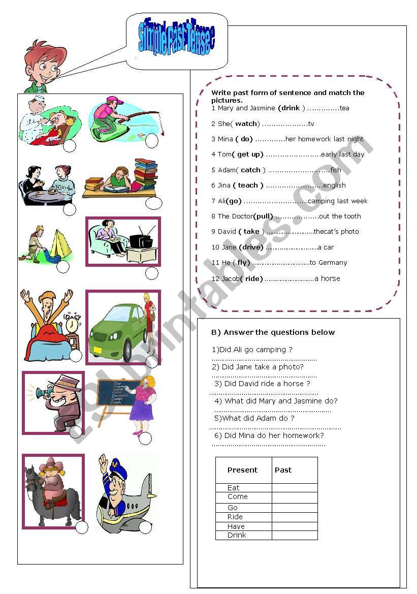 Simple past tense worksheet