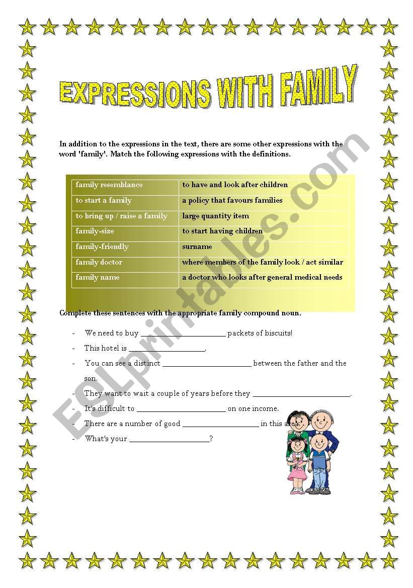 EXPRESSIONS WITH FAMILY worksheet