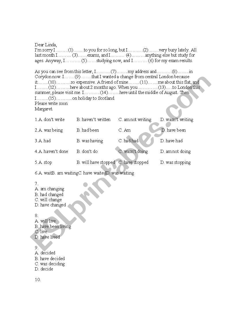 Verb tense worksheet