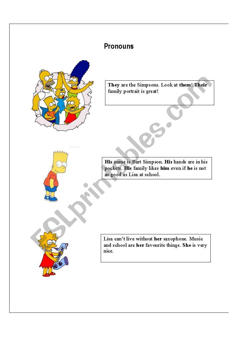 The Simpsons (Pronouns) worksheet