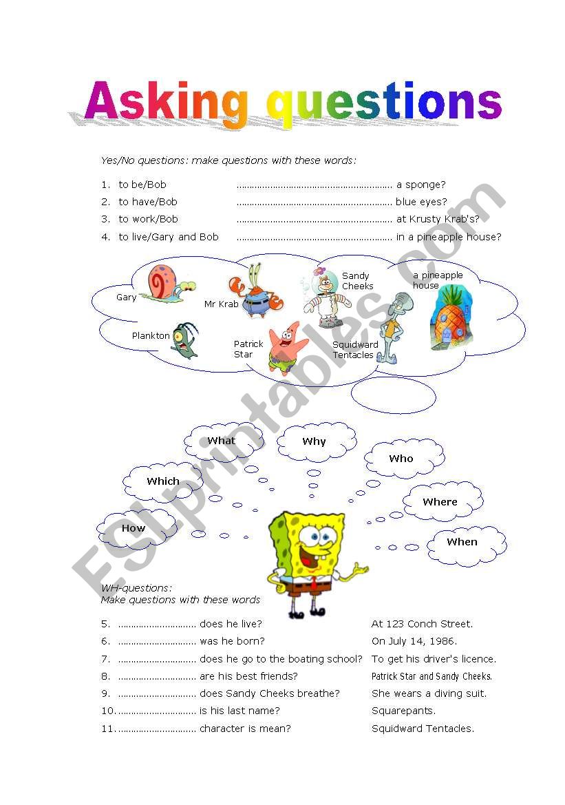 Asking questions worksheet