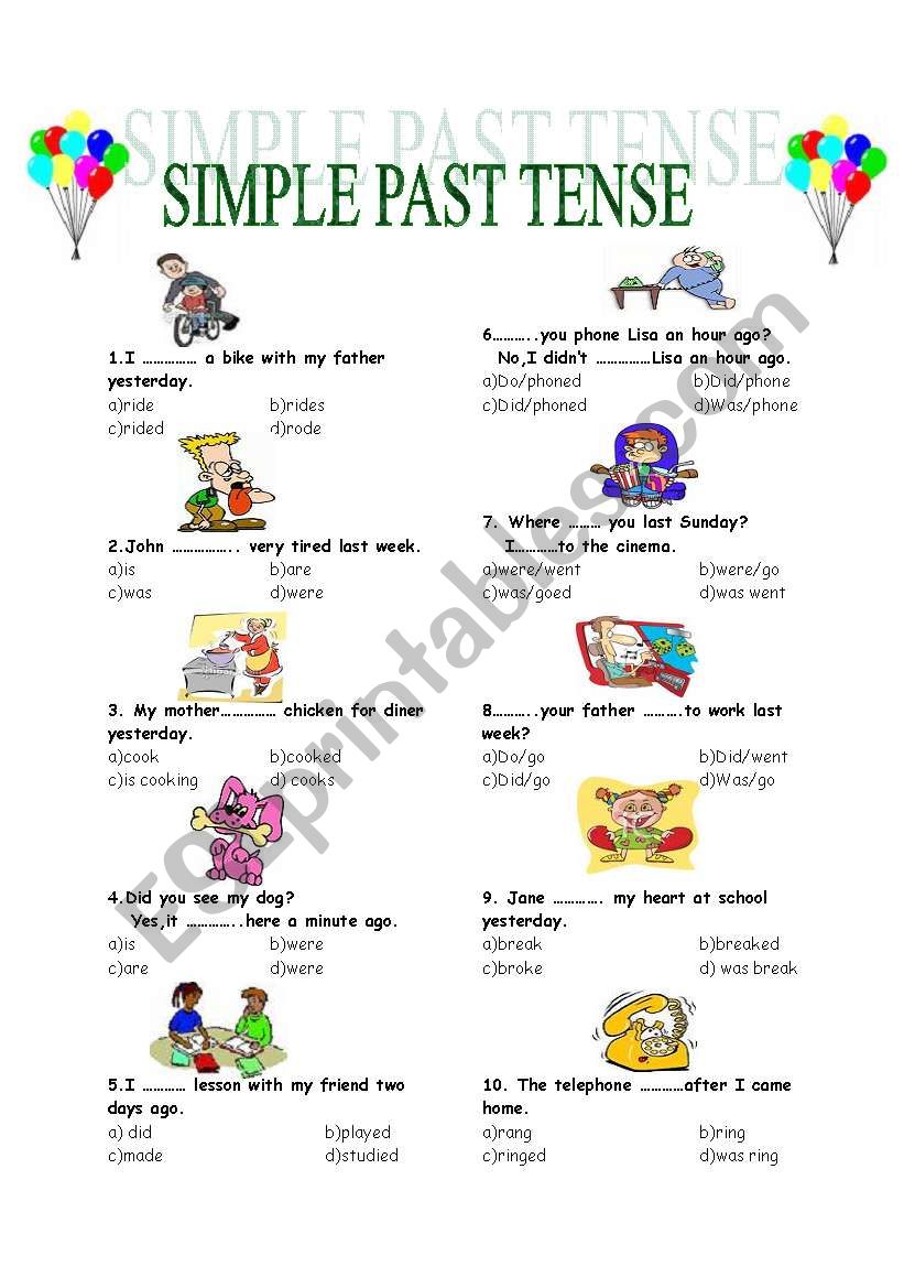 the simple past tense worksheet