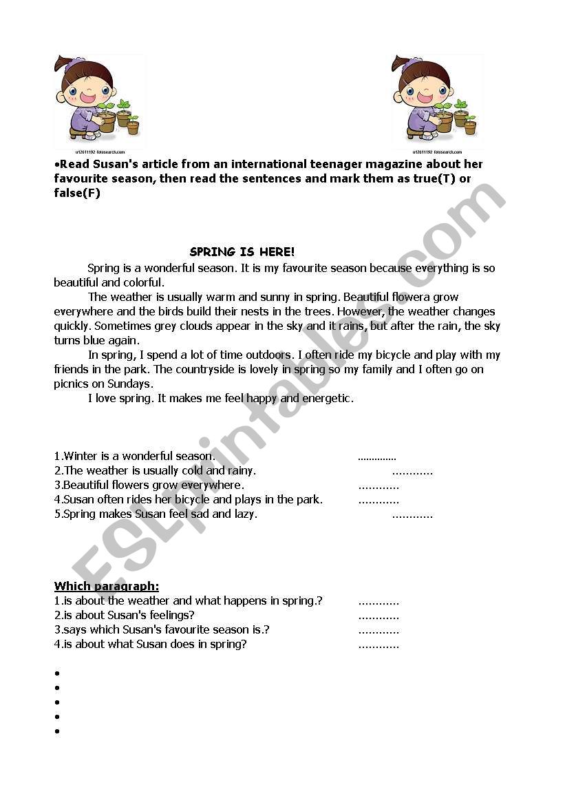 reading comprehension worksheet