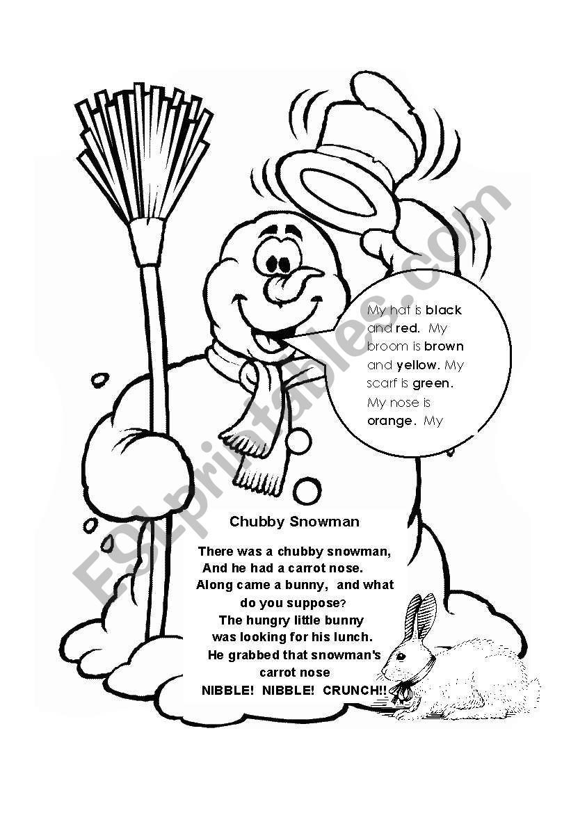 Snowman poem worksheet