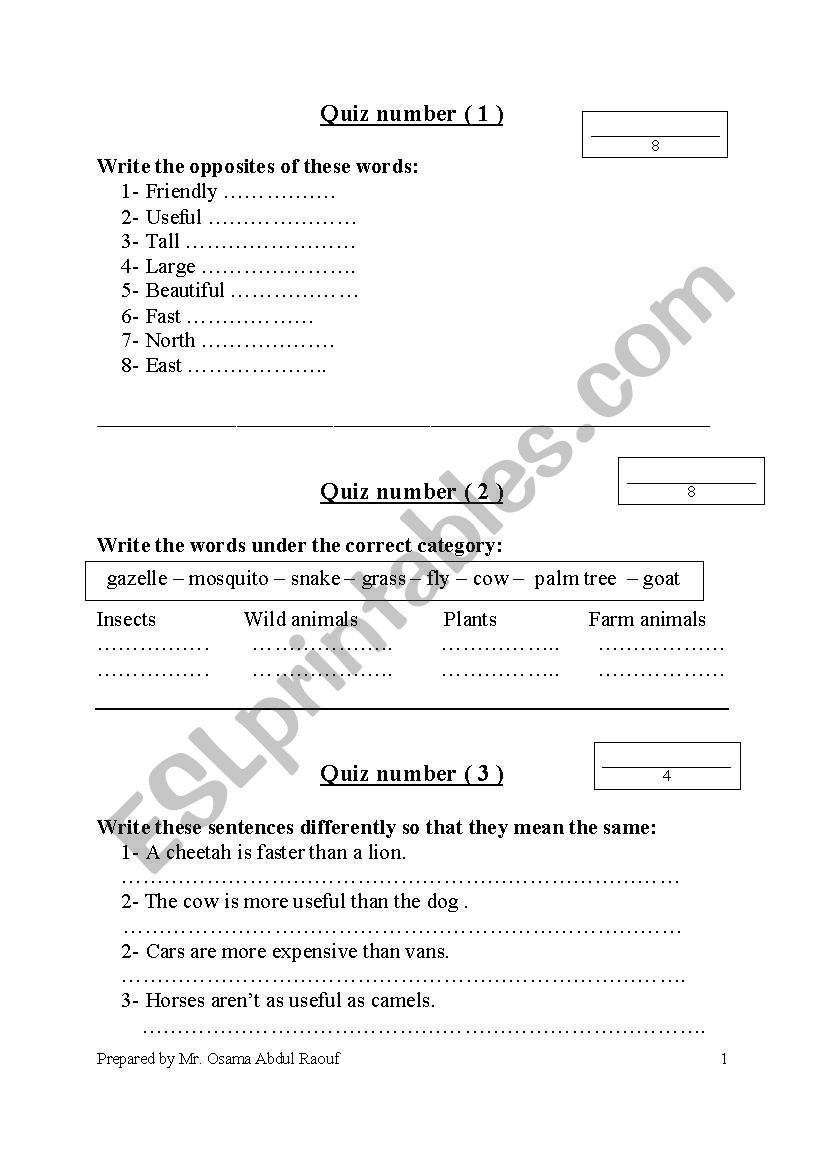 Quiz  worksheet