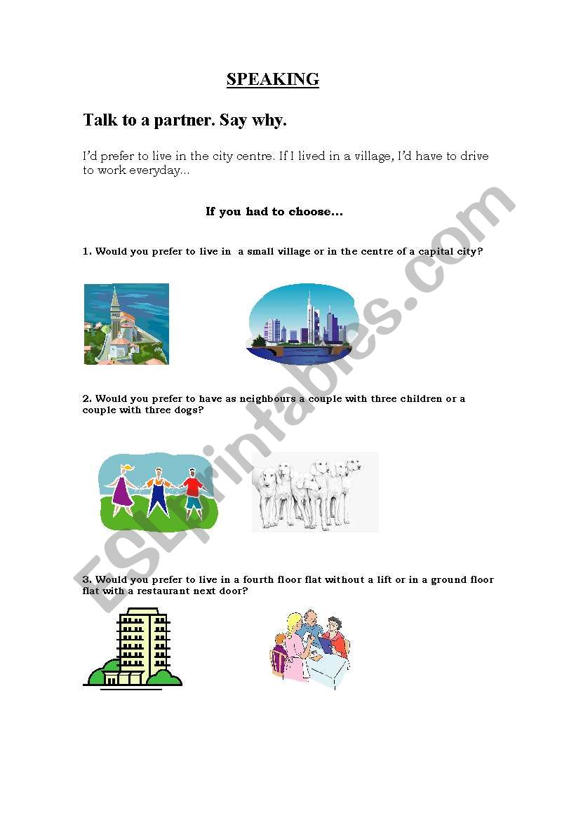 SPEAKING CONDITIONALS 2 worksheet