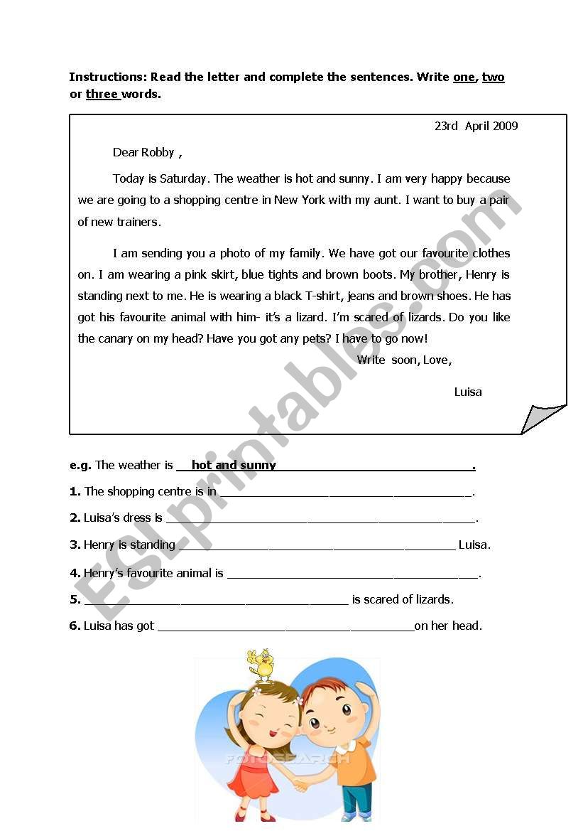  Favourite clothes and pets worksheet