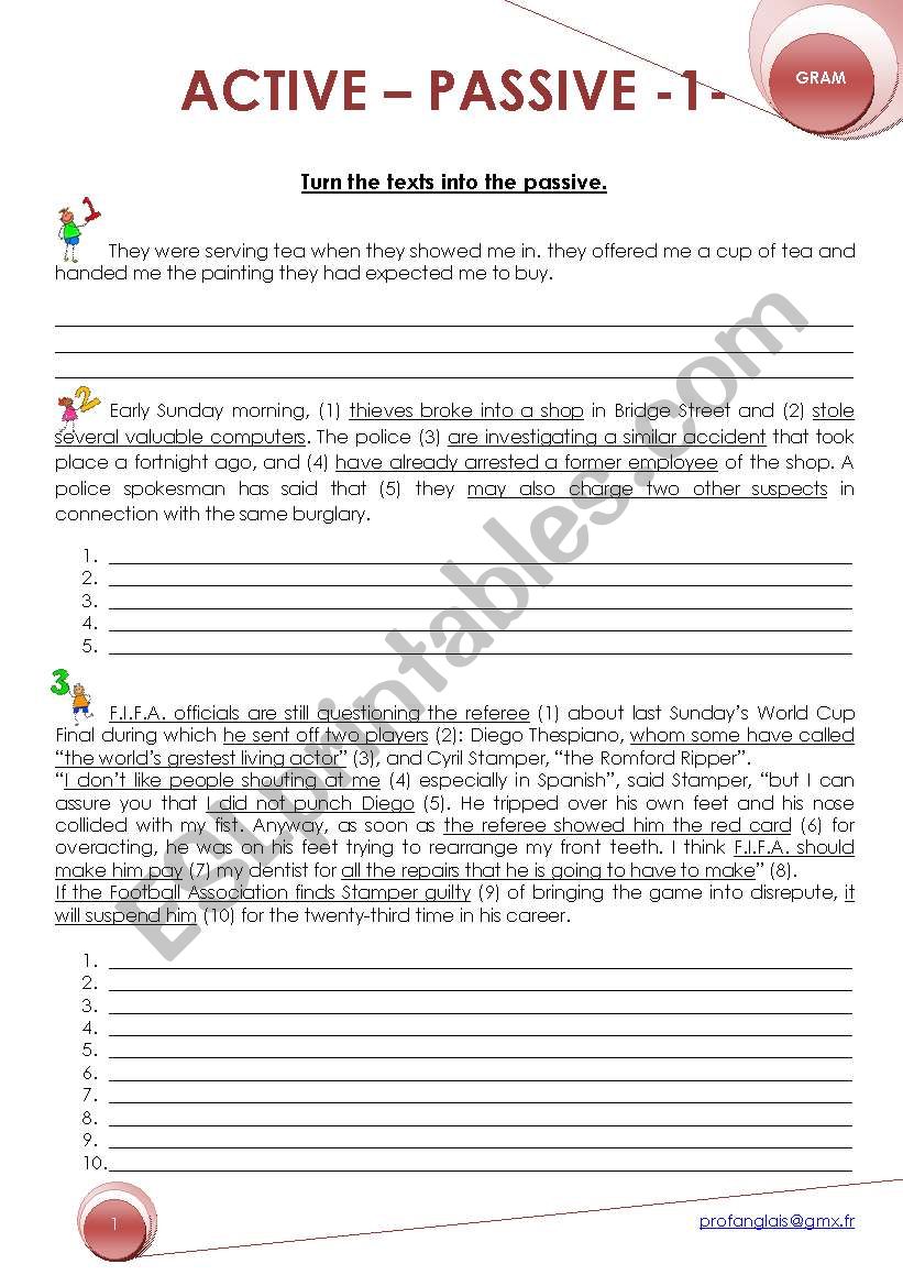 ACTIVE TO PASSIVE 1 worksheet