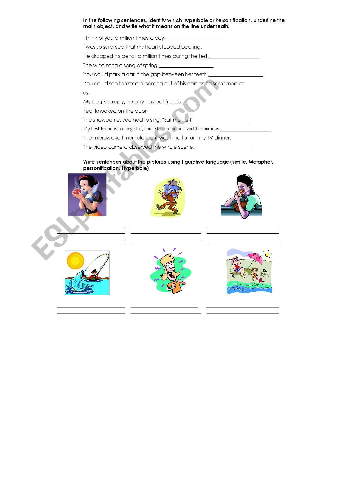 Simile Metaphor Personification Worksheet