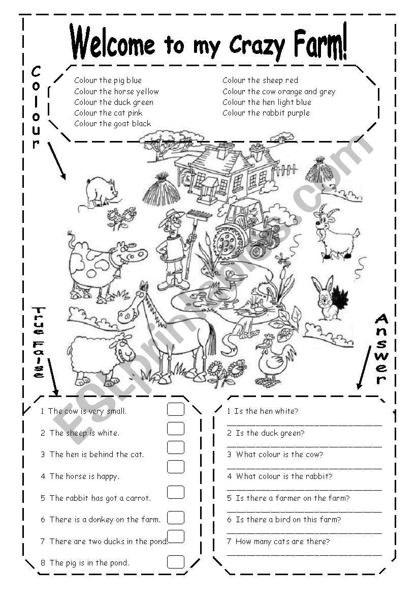 FARM ANIMALS - B&W worksheet