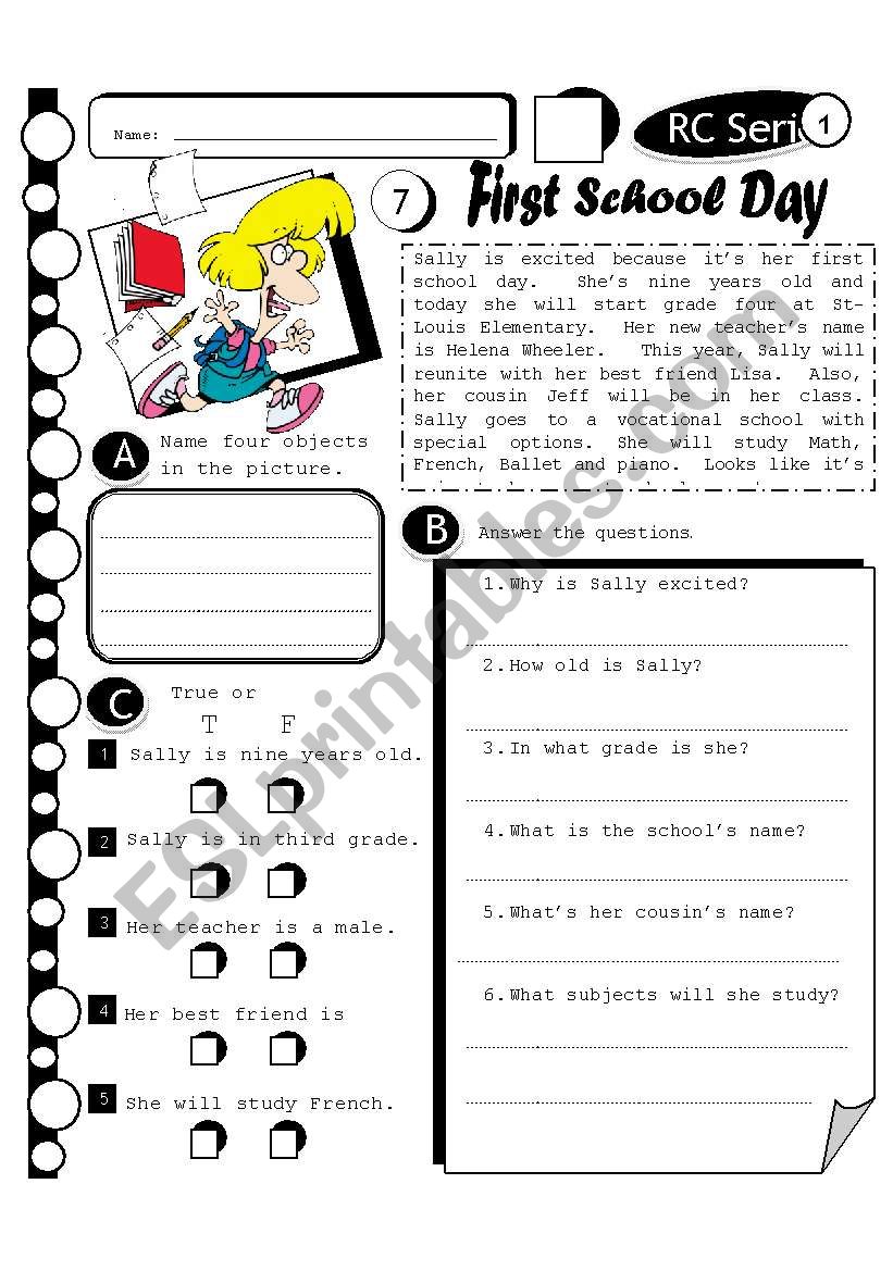 RC Series 07 - First School Day (Fully Editable + Answer Key)