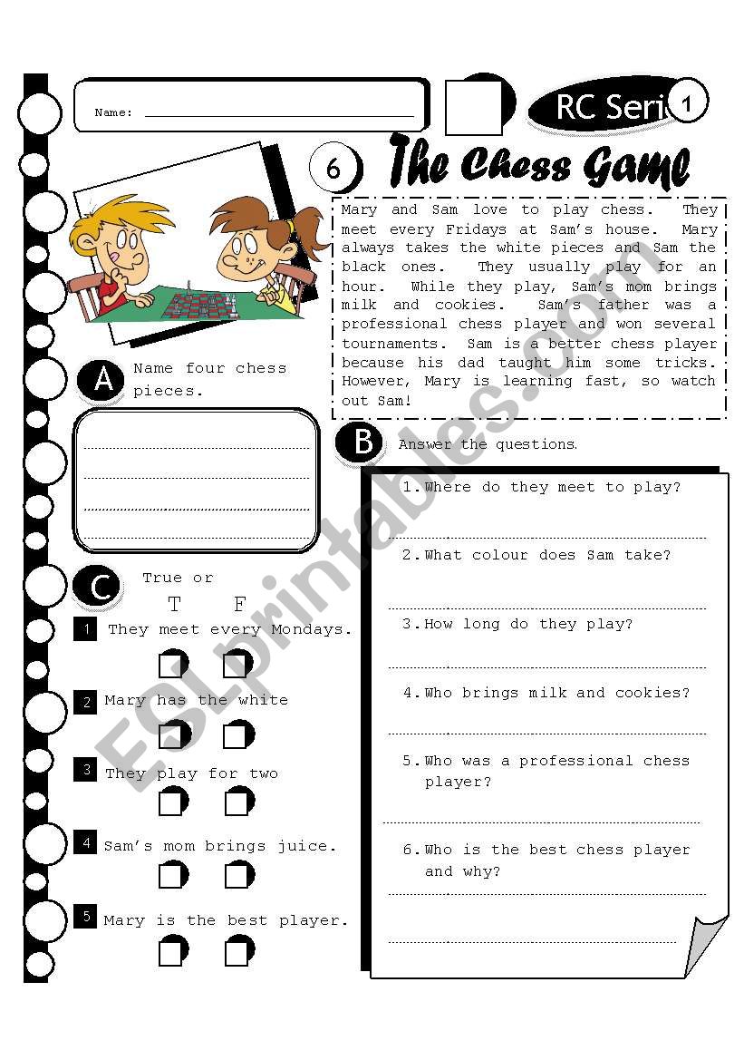 Chess Worksheets for Kids