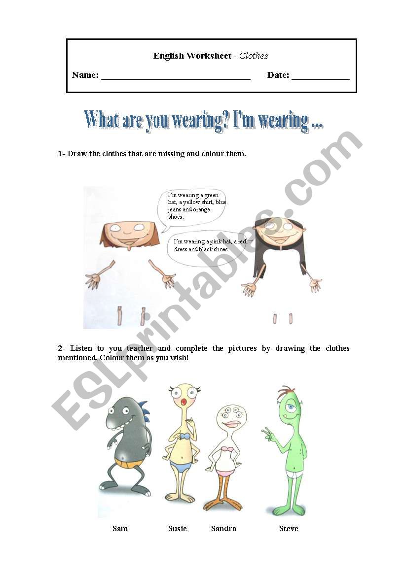 clothes- worksheet worksheet