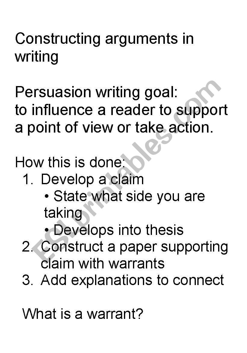 Persuasive Writing worksheet