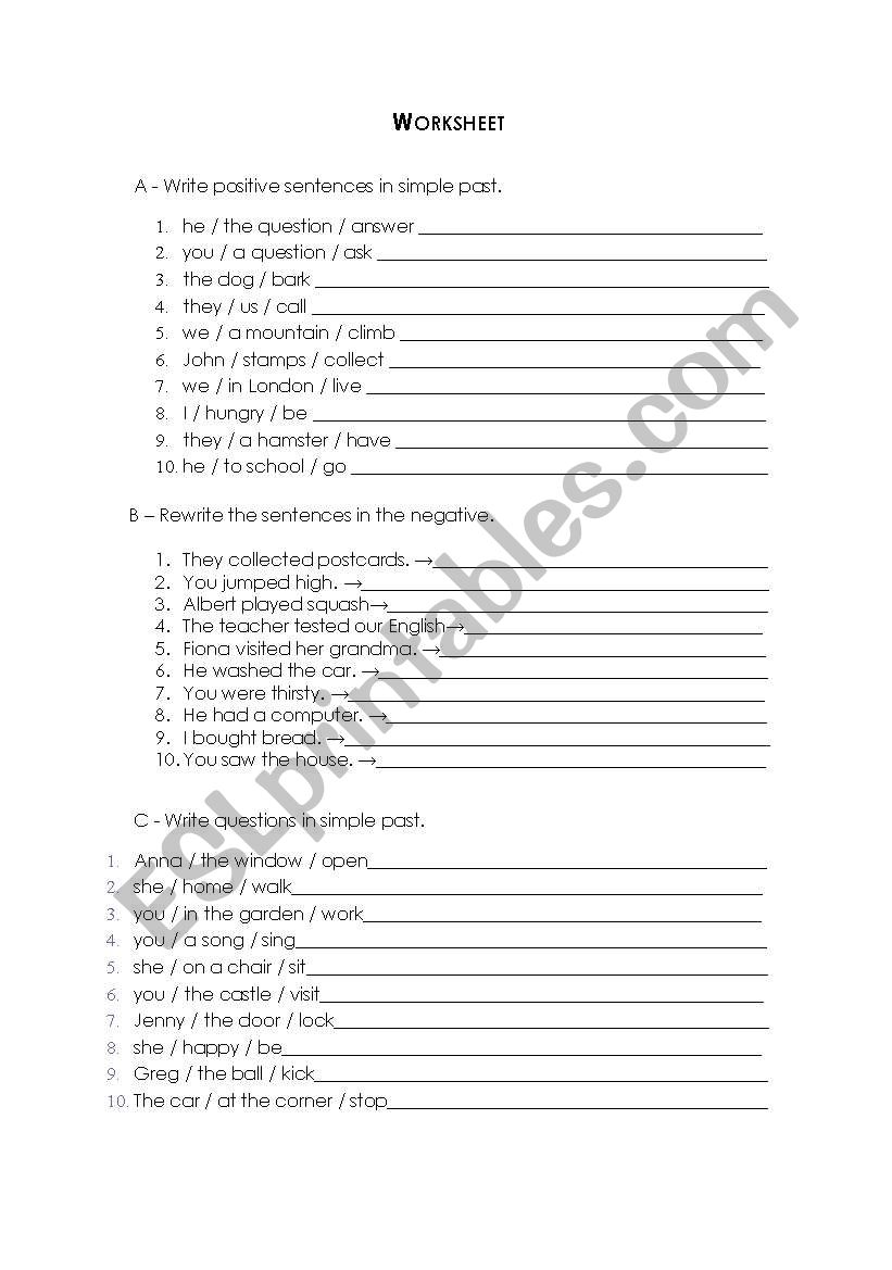 Simple Past worksheet