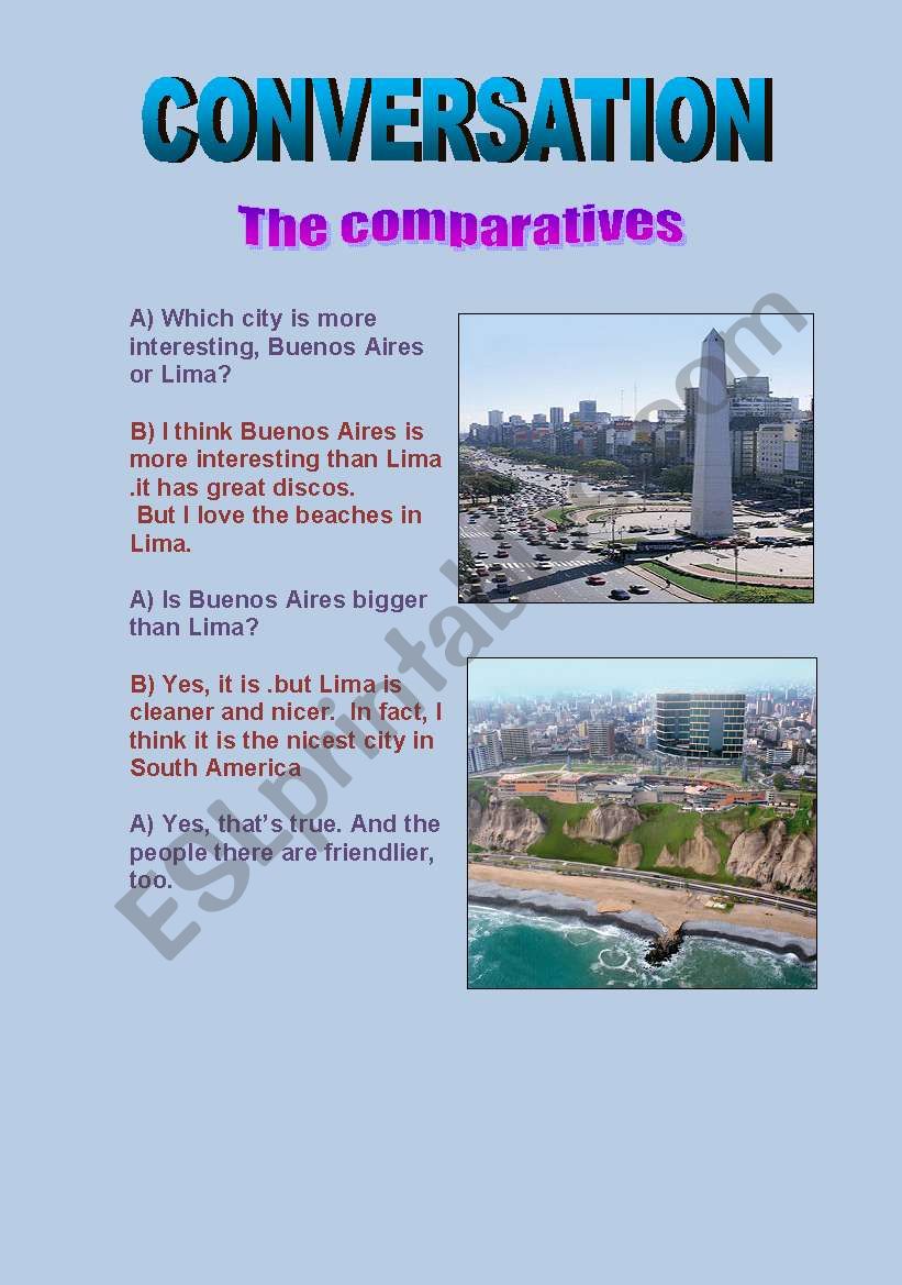 the comparatives worksheet