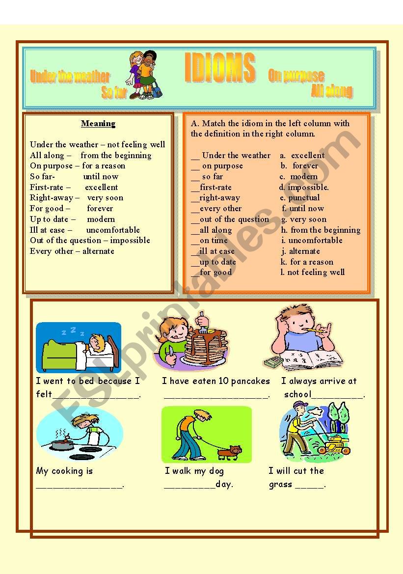 Idioms worksheet