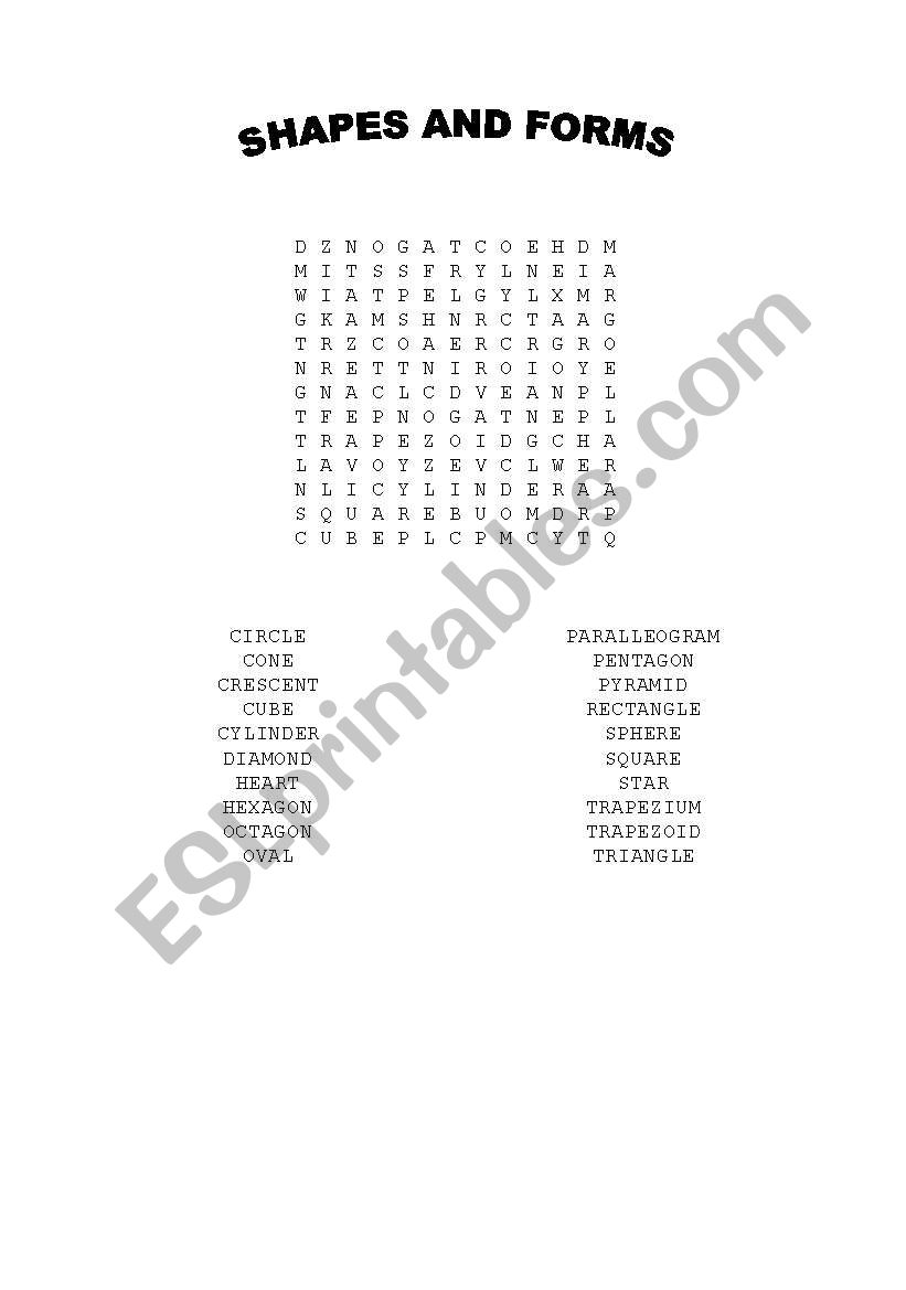 Shapes and Forms worksheet